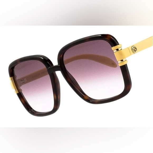 New Authentic GUCCI GG1066S 004 SQUARE SUNGLASSES IN TORTOISE IVORY - Picture 3 of 16